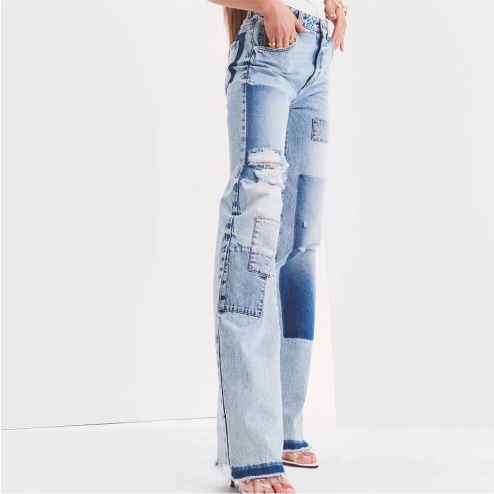 NWT SER.O.YA Heidi Straight Leg Patch Jean 29x35 in Coastline - Picture 3 of 15